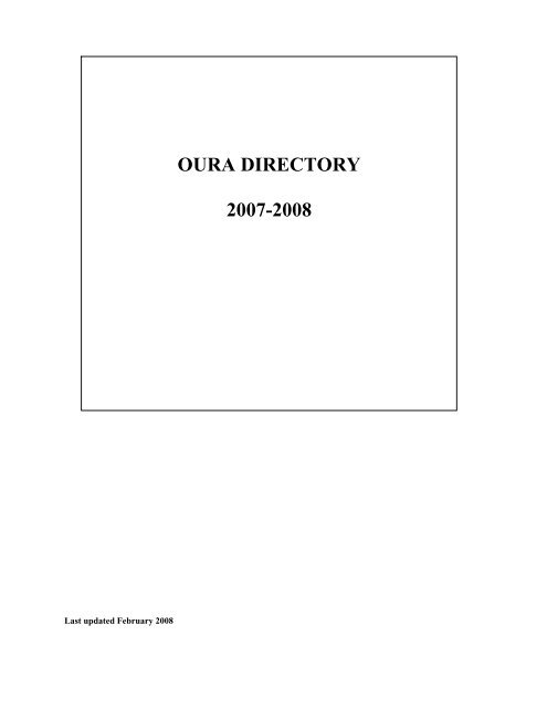 oura directory 2007-2008 - Ontario University Registrars' Association