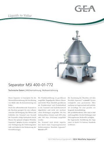 Separator MSI 400-01-772 - GEA Westfalia Separator Group