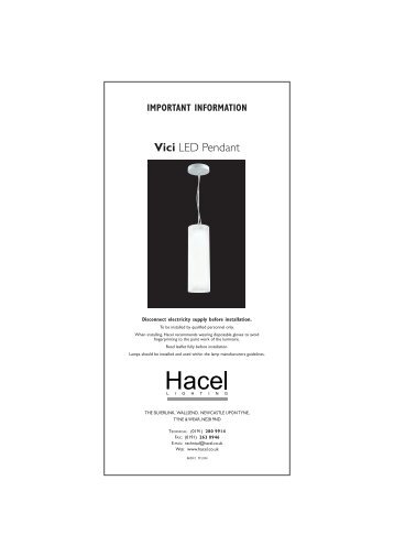 Vici LED Pendant - Hacel Lighting U. K.