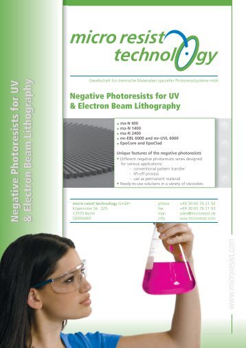 Negative Photoresists for UV & Electron Beam Lithography