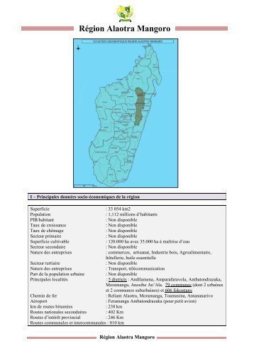 Les monographies des 22 rÃ©gions malgaches - CitÃ©s Unies France