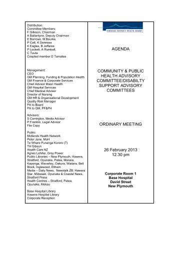 26 February 2013 - Taranaki District Health Board