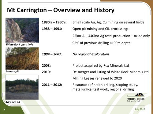 Investor Presentation July 2012 - White Rock Minerals