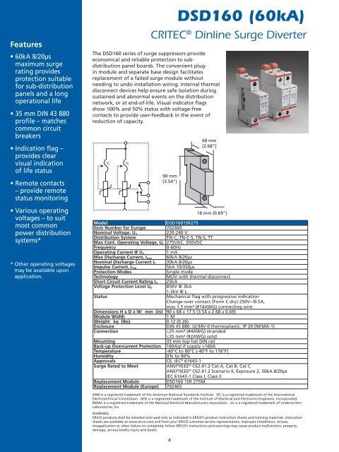 CRITECÂ® Dinline Surge Diverter