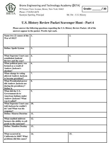 Us history regents essay review