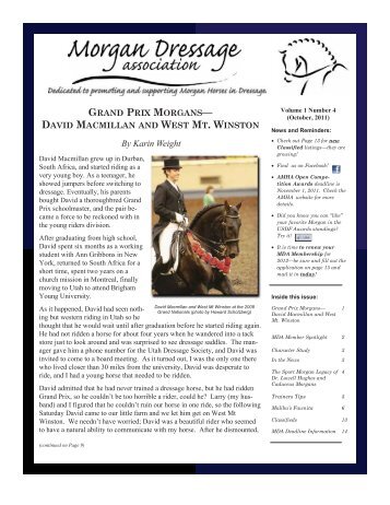 October 2011 Newsletter - Morgan Dressage Association