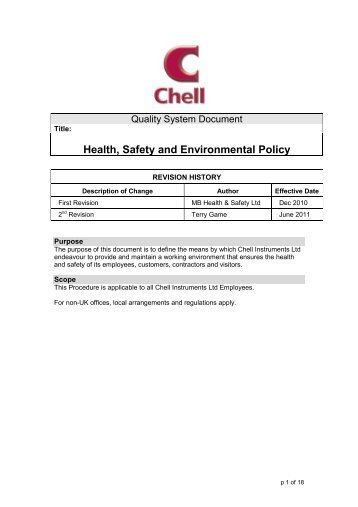 H & S policy - Chell Instruments Limited