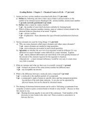 Homework â Chapter 2 â Chemistry of Life - Bishop Noll Institute