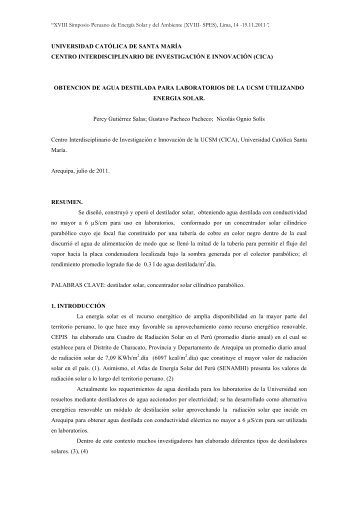 obtencion de agua destilada para laboratorios de la ucsm utilizando ...