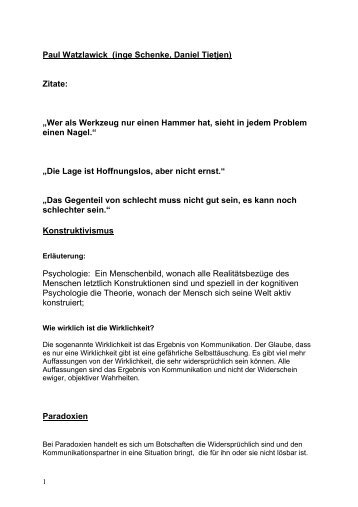 Paul Watzlawick (inge Schenke, Daniel Tietjen) Zitate ... - Fastbot