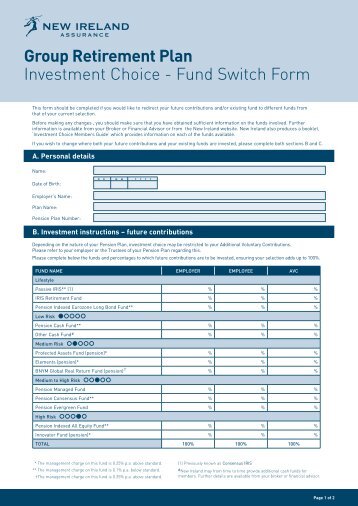 Group Retirement Plan Investment Choice - Fund Switch Form