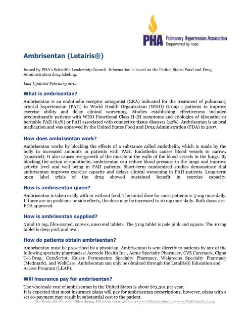 Ambrisentan (Letairis®) - PHA Online University