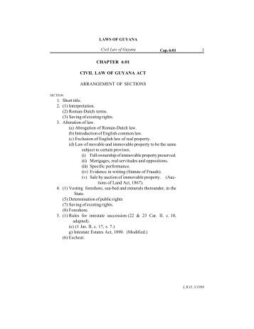 CHAPTER 6:01 CIVIL LAW OF GUYANA ACT ARRANGEMENT OF ...