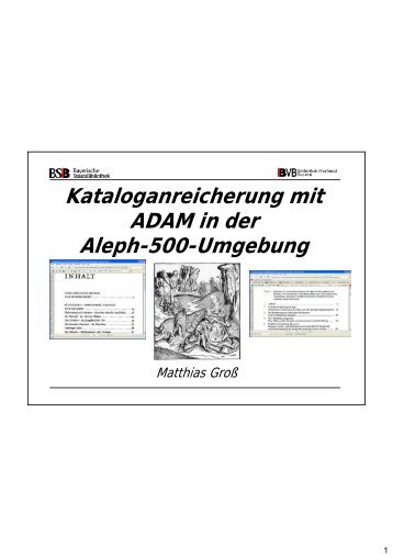 Kataloganreicherung mit ADAM in der Aleph-500-Umgebung