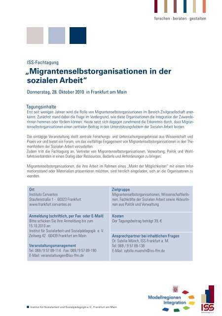 Programm - Institut fÃ¼r Sozialarbeit und SozialpÃ¤dagogik eV