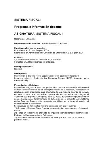 SISTEMA FISCAL I. - Departamento de AnÃ¡lisis EconÃ³mico Aplicado