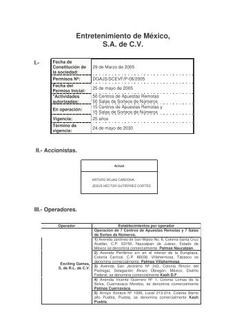 Entretenimiento de México, S.A. de C.V. - Dirección General de ...