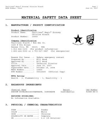 MSDS Magic Bleach - FabriClean Supply