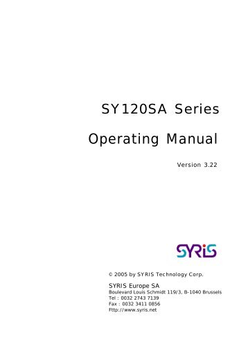 SY120SA Series Operating Manual - ADON SYSTEM