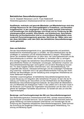 Betriebliches Gesundheitsmanagement - Weiterbildungsstudium ...