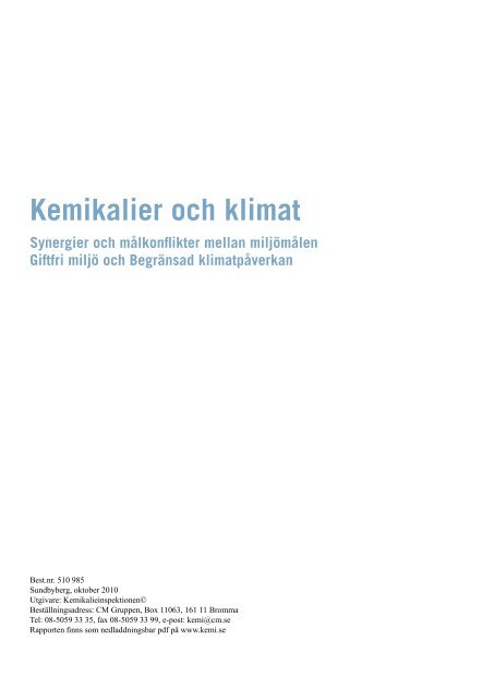 Kemikalier och klimat - Kemikalieinspektionen