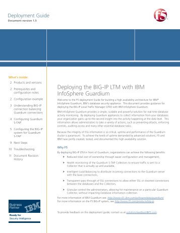 Deploying the BIG-IP LTM with IBM InfoSphere ... - F5 Networks