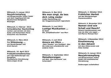 Jahresprogramm 2013 - Gemeinde Ingersheim