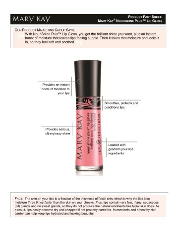 MK Nourishine Plus Lip Gloss Fact Sheet - Audrey Doller