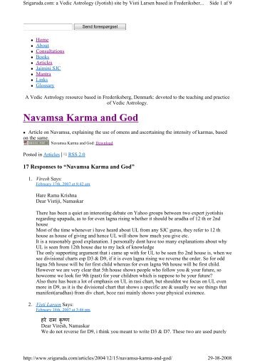 Navamsa Karma and God - Visti Larsen