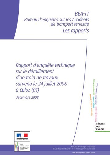 Le rapport d'enquÃªte technique sur le dÃ©raillement d'un ... - BEA-TT