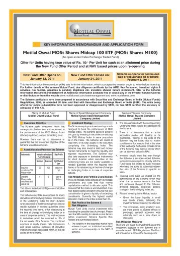 Motilal Oswal MOSt Shares Midcap 100 ETF (MOSt Shares M100)