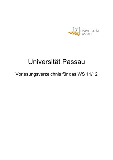 Vorlesungsverzeichnis - Universität Passau