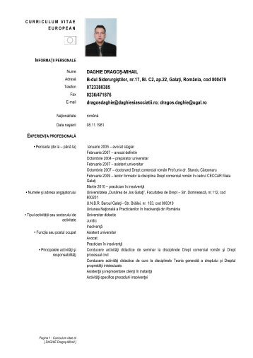 CV Dragos Daghie.pdf - Facultatea de Drept