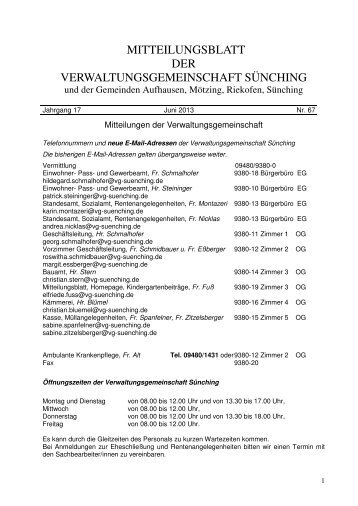 Mitteilungsblatt 67 (64 Seiten).indd - Gemeinde Brennberg