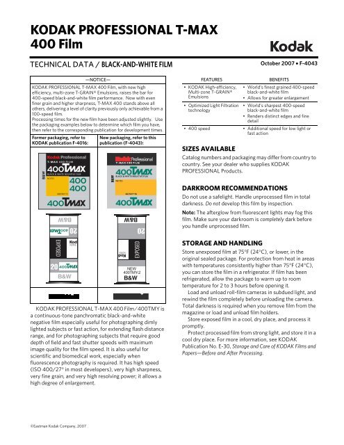 Kodak Professional T-Max 400 120 10 Films Mhd / Date D'Expiration 09
