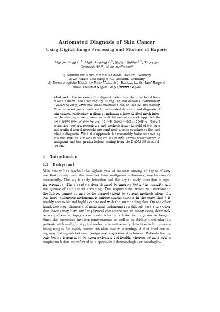 Automated Diagnosis Of Skin Cancer Using Digital Image Automated Diagnosis Of Skin Cancer Using Digital Image