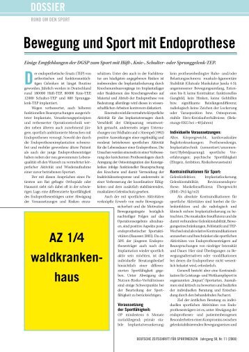 Bewegung und Sport mit Endoprothese - Deutsche Zeitschrift fÃƒÂ¼r ...