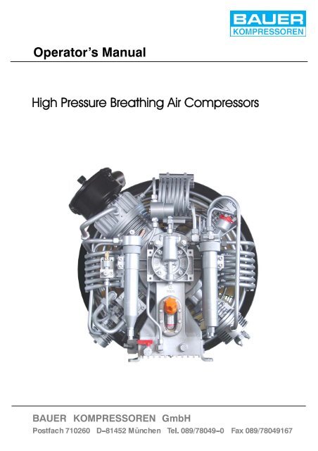 Operator's Manual High Pressure Breathing Air Compressors