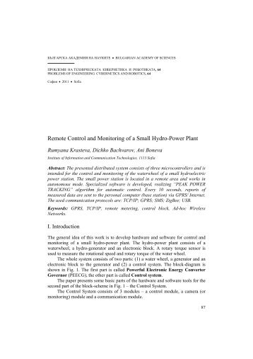 Remote Control and Monitoring of a Small Hydro-Power Plant