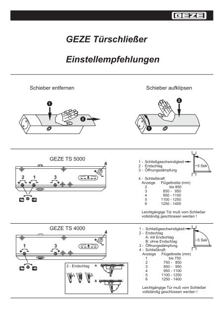 Geze Einstellempfehlung Tuerschliesser.pdf - alu-one ...
