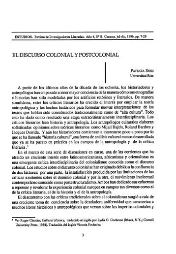 el discurso colonial y postcolonial - Estudios â Revista de ...