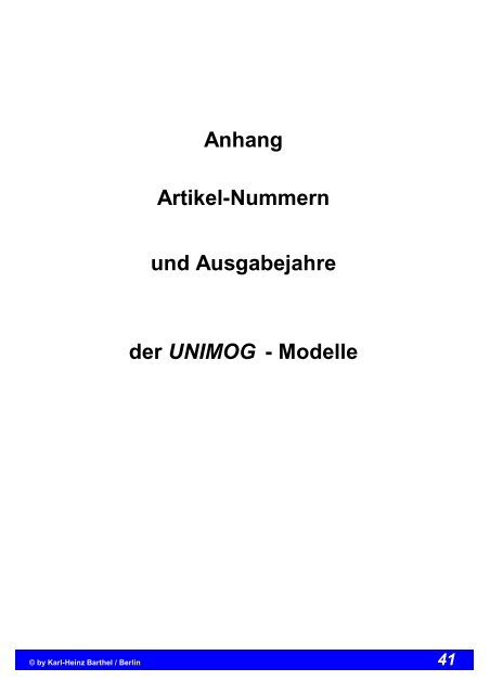2 - Unimog Modell-Datenbank