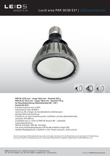 Lucid area PAR 30/38 E27 | LED-Leuchtmittel - LEIDS