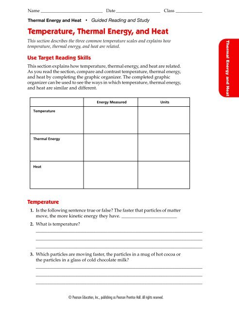 33 Thermal Energy Temperature And Heat Worksheet Answers Support 