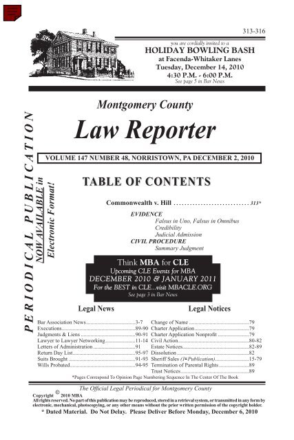 Montgomery County Law Reporter - Montgomery Bar Association