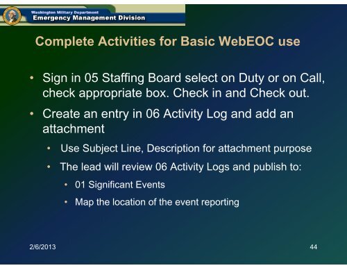 WebEOC Orientation Basics - Washington State Emergency ...