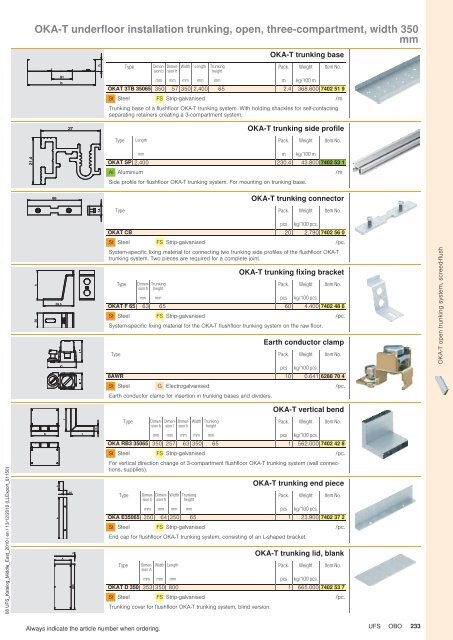 UFS | OKA-T open trunking system, screed-flush - OBO Bettermann