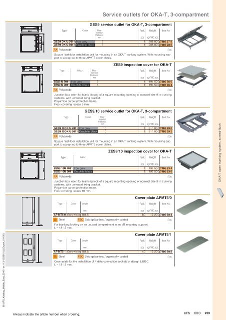 UFS | OKA-T open trunking system, screed-flush - OBO Bettermann