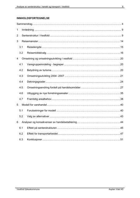 Analyse av senterstruktur, handel og transport i Vestfold