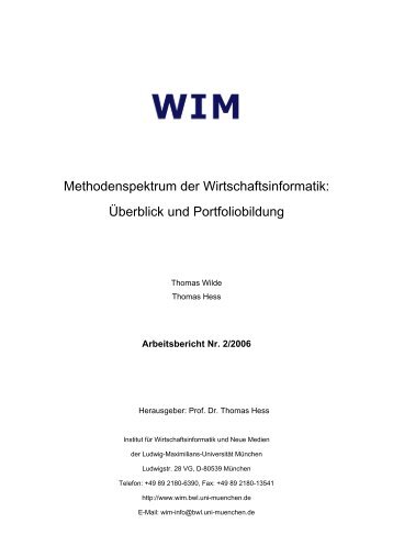 Methodenspektrum der Wirtschaftsinformatik - Institut fÃƒÂ¼r ...